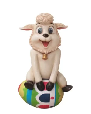 4 Foot Easter Lamb Sitting On Easter Egg Fiberglass Display