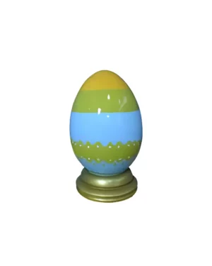2' Blue and Green Easter Egg With Base Fiberglass Display