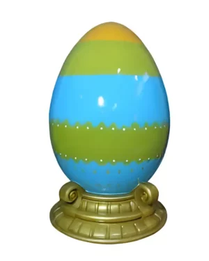 6' Blue and Green Easter Egg With Base Fiberglass Display