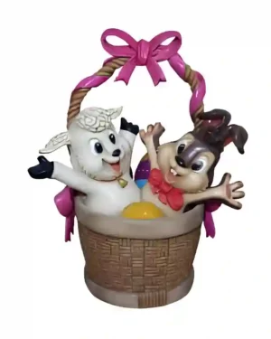 6.5' Easter Basket With Lamb and Bunny Fiberglass Display