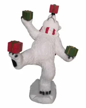 4' Polar Bear Juggling Gift Boxes Fiberglass Holiday Display