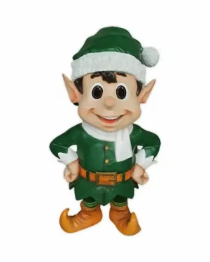 3' Green Santa's Stubborn Elf Fiberglass Holiday Display
