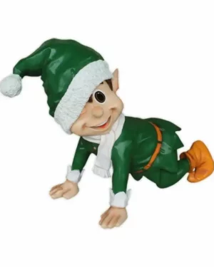 2.5' Green Santa's Crawling Elf Fiberglass Holiday Display