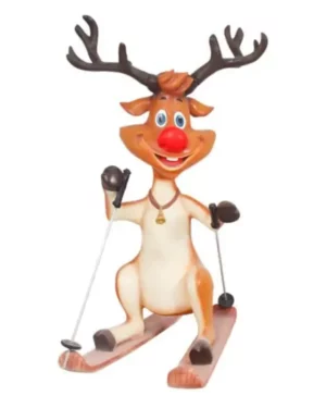 5' Skiing Reindeer Fiberglass Display