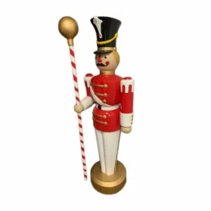 6' Red Toy Soldier with Drum Major Mace Fiberglass Holiday Display