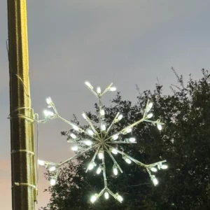 3-foot Standard Snowflake pole mount Christmas decoration installed on a light pole
