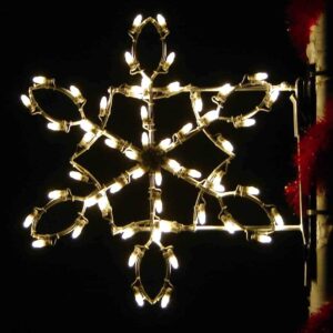 3-foot Teardrop Snowflake pole mount Christmas decoration illuminated on a pole
