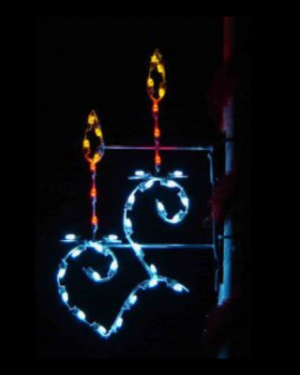 4' Double Candle Pole Mount Holiday Light Display
