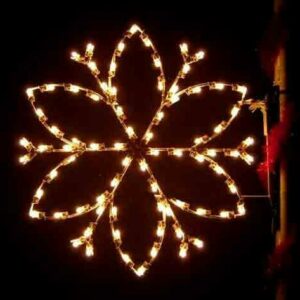 4-foot Silhouette Petal Snowflake pole mount Christmas decoration illuminated on a pole