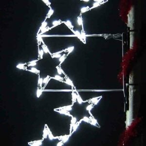 5.5-foot Silhouette Four Falling Stars pole mount Christmas decoration illuminated on a pole