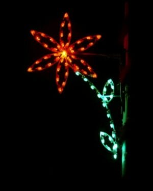 5' Poinsettia With Stem Pole Mount Holiday Light Display