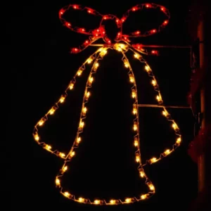 5-foot Silhouette Triple Bell pole mount Christmas decoration illuminated on a light pole