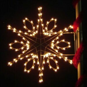 5-foot Teardrop Snowflake pole mount Christmas decoration illuminated on a pole