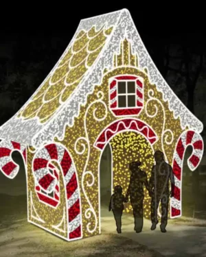 Gingerbread House Walkthrough Arch Holiday Light Display