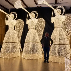 8' 3D Trumpeting Angels Holiday Light Display