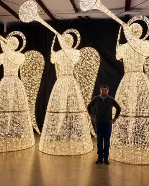 8' 3D Trumpeting Angels Holiday Light Display