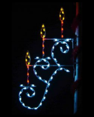 6' Triple Candle Pole Mount Holiday Light Display