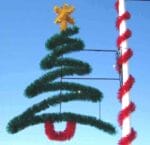 7-foot garland zig zag tree pole mount holiday light display installed on a decorated pole outdoors