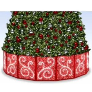 4' Tall Flat Panel Tree Base Skin With PVC Mesh Lighting And Rope Light Accent
