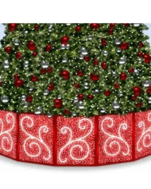 4' Tall Flat Panel Tree Base Skin With PVC Mesh Lighting And Rope Light Accent