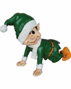 2.5' Green Santa's Crawling Elf Fiberglass Holiday Display
