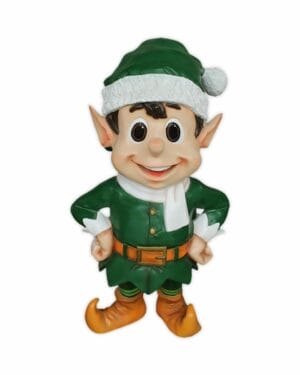 3' Green Santa's Stubborn Elf Fiberglass Holiday Display
