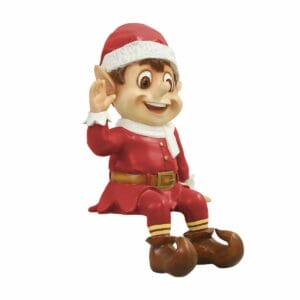 3' Red Santa's Sitting Elf Fiberglass Holiday Display