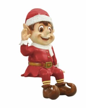 3' Red Santa's Sitting Elf Fiberglass Holiday Display