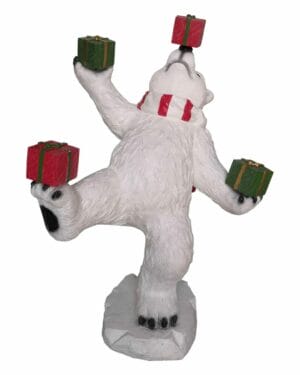 4' Polar Bear Juggling Gift Boxes Fiberglass Holiday Display