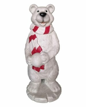 4' Polar Bear With Snowball Fiberglass Holiday Display
