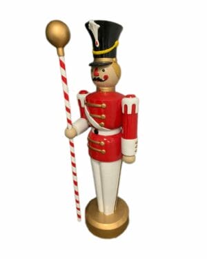 6' Red Toy Soldier with Drum Major Mace Fiberglass Holiday Display