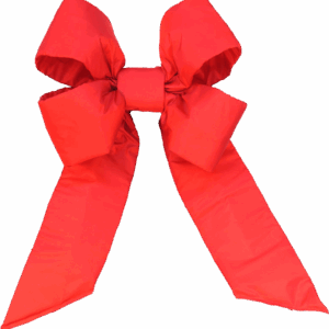 Canada Red nylon Christmas bow with four loops and long tails