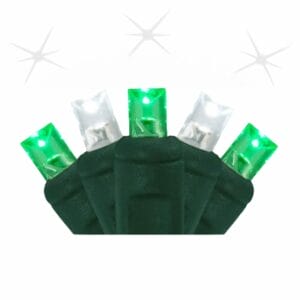 5MM 50 Light LED Green and Pure White Strobe Light Strings