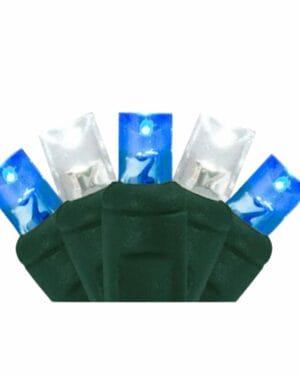 blue and pure white mini light strings