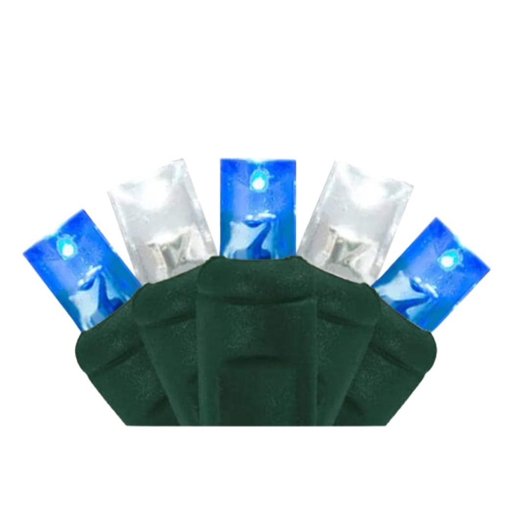 blue and pure white mini light strings