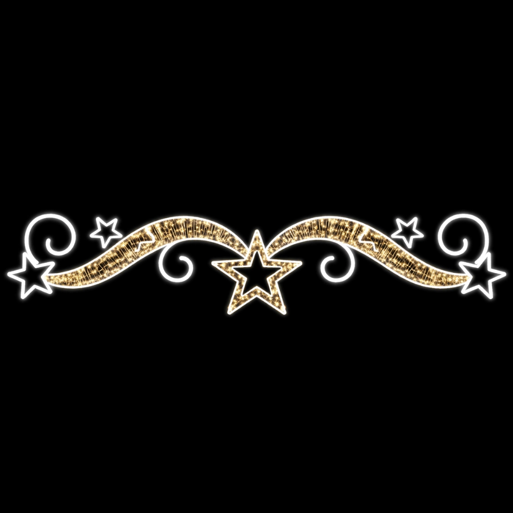 Golden glitter star garland on black background