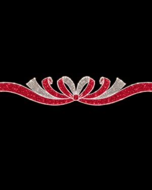 Red and silver glitter ribbon bow ornament