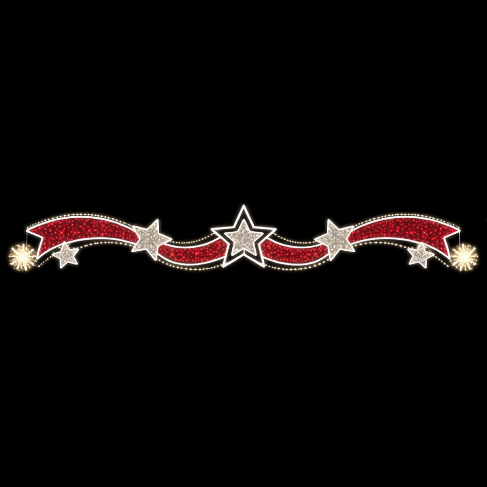 Red and white illuminated star banner decoration