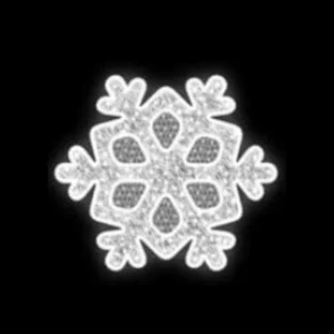 Glowing white snowflake on black background
