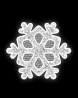 Glowing white snowflake on black background