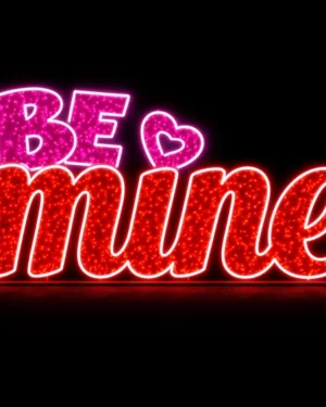Neon Be Mine sign with heart