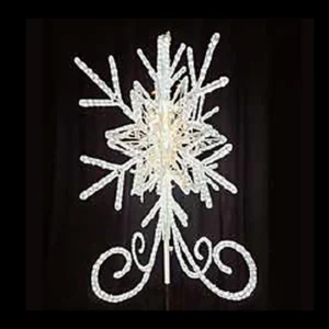 Illuminated snowflake decoration with decorative scroll base