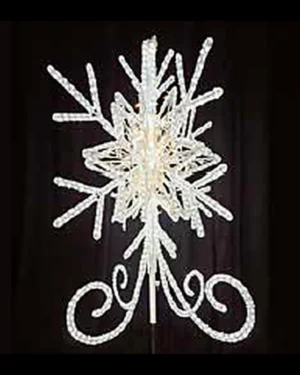 Illuminated snowflake decoration with decorative scroll base