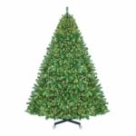 Pre-lit artificial Christmas tree on rolling stand