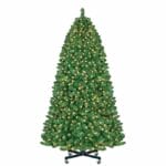 Pre-lit artificial Christmas tree on rolling stand