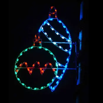 Colorful neon Christmas ornaments pole mounted Christmas decoration