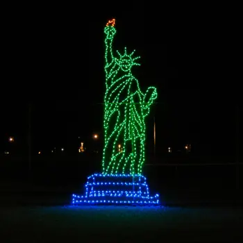 Statue of Liberty commercial patriotic light displays made of green lights