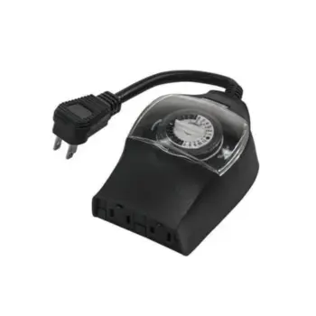 Black mechanical plug-in commercial Christmas light timer with dial