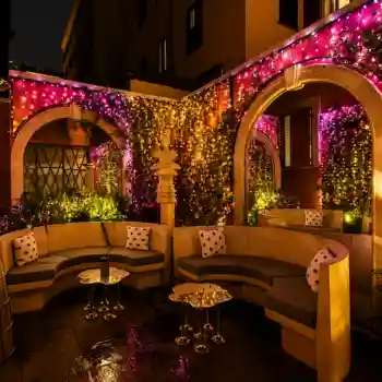 Cozy courtyard lounge Twinkly Pro RGB Lighting