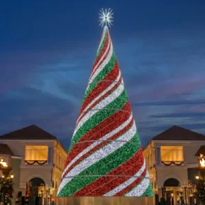 Giant illuminated Commercial Christmas RGB Tower tree with red green lights